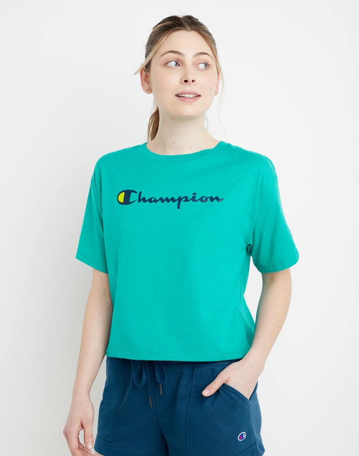 krybdyr Fejlfri Anger Champion Cropped Womens Clothing Turquoise Size XXS Clearance Price | Champion  Cape Town